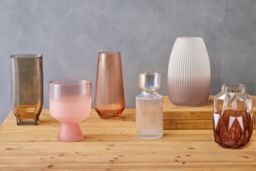 Orsina Large Grey Ombre Glass Vase, Ribbed Glass Vase, Textured Modern Vase, Chic Flower Vase, Grey Glass Vase - thumbnail 4