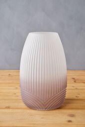 Orsina Large Grey Ombre Glass Vase, Ribbed Glass Vase, Textured Modern Vase, Chic Flower Vase, Grey Glass Vase - thumbnail 3