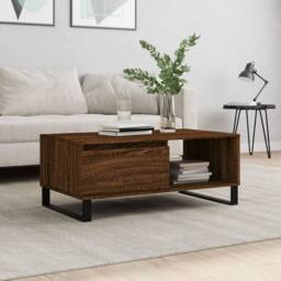 Berkfield Home Coffee Table Brown Oak 90x50x36.5 cm Engineered Wood - thumbnail 2