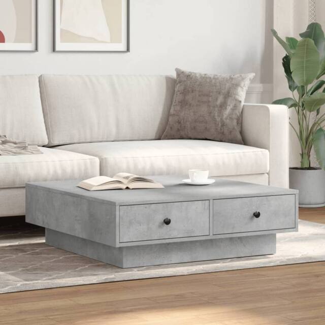 Berkfield Home Durable Coffee Table Concrete Grey 90x90x28 cm Engineered Wood - Size: 90 x 90 x 28 cm - image 1