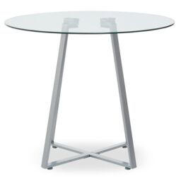 Orsina Sturdy Round Gold Finish Dining Table, Modern Table For Entertaining Guests, Minimalist Open Base Table in Grey - thumbnail 6