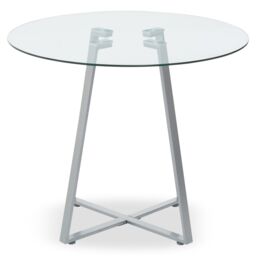 Orsina Sturdy Round Gold Finish Dining Table, Modern Table For Entertaining Guests, Minimalist Open Base Table in Grey - thumbnail 2