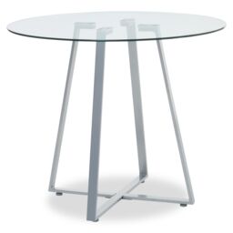 Orsina Sturdy Round Gold Finish Dining Table, Modern Table For Entertaining Guests, Minimalist Open Base Table in Grey - thumbnail 3