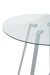 Orsina Sturdy Round Gold Finish Dining Table, Modern Table For Entertaining Guests, Minimalist Open Base Table in Grey - thumbnail 4
