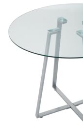 Orsina Sturdy Round Gold Finish Dining Table, Modern Table For Entertaining Guests, Minimalist Open Base Table in Grey - thumbnail 5