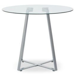 Orsina Sturdy Round Gold Finish Dining Table, Modern Table For Entertaining Guests, Minimalist Open Base Table in Grey - thumbnail 1