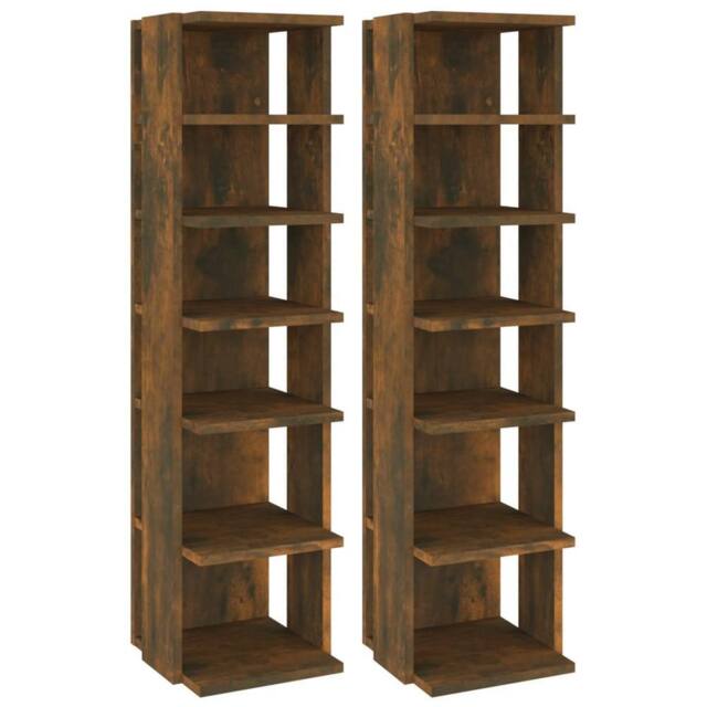 Berkfield Home Shoe Racks 2 pcs Smoked Oak 27.5x27x102 cm Engineered Wood in Brown - image 1