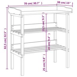 Berkfield Home Plant Table with Shelves Grey 78x38x82.5 cm Solid Wood Fir - thumbnail 9