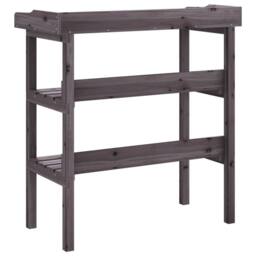 Berkfield Home Plant Table with Shelves Grey 78x38x82.5 cm Solid Wood Fir - thumbnail 6