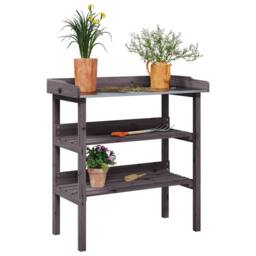 Berkfield Home Plant Table with Shelves Grey 78x38x82.5 cm Solid Wood Fir - thumbnail 2