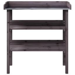 Berkfield Home Plant Table with Shelves Grey 78x38x82.5 cm Solid Wood Fir - thumbnail 4