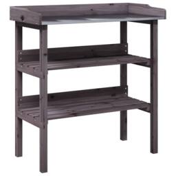 Berkfield Home Plant Table with Shelves Grey 78x38x82.5 cm Solid Wood Fir - thumbnail 3