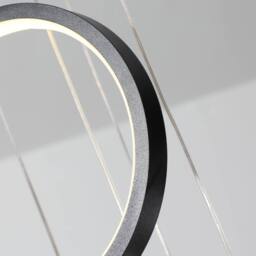NIVOR Dimmable High Ceiling Chandelier with Remote 10 Ring LED Black Pendant - thumbnail 8