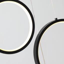 NIVOR Dimmable High Ceiling Chandelier with Remote 10 Ring LED Black Pendant - thumbnail 9