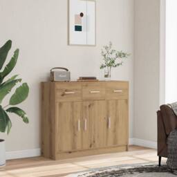 Berkfield Home Sideboard Artisan Oak 91x28x75 cm Engineered Wood in Brown - Size: 91 x 28 x 75 cm - thumbnail 2