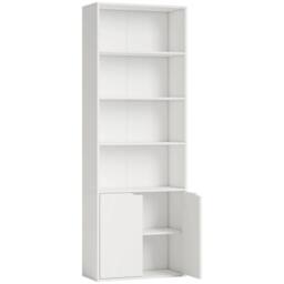 Wyld Haus Ziratto 6 Tier Tall White Bookcase Double Door Cabinet 59 x 29 x 180cm - Size: 59 x 29 x 180 cm - thumbnail 2