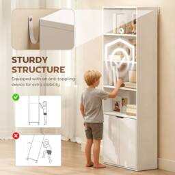 Wyld Haus Ziratto 6 Tier Tall White Bookcase Double Door Cabinet 59 x 29 x 180cm - Size: 59 x 29 x 180 cm - thumbnail 6