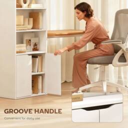 Wyld Haus Ziratto 6 Tier Tall White Bookcase Double Door Cabinet 59 x 29 x 180cm - Size: 59 x 29 x 180 cm - thumbnail 7