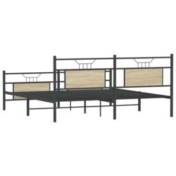 Berkfield Home Metal Bed Frame without Mattress Sonoma Oak 160x200 cm in Brown - thumbnail 8