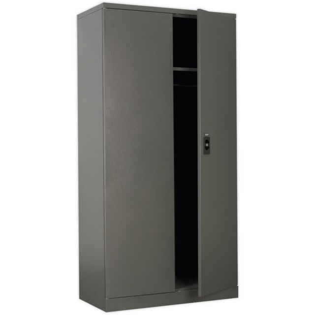 Loops Floor Standing Steel Cabinet - 915 x 460 x 1830mm - Two Door - Cylinder Lock in Metallics - image 1