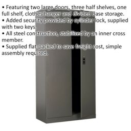 Loops Floor Standing Steel Cabinet - 915 x 460 x 1830mm - Two Door - Cylinder Lock in Metallics - thumbnail 2