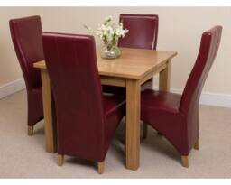 Thats Furniture Oslo 90 x 90 cm Oak Small Dining Table & 4 Lola Leather Chairs in Red - thumbnail 3