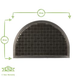 Nicola Spring Heavy Duty Half Moon Door Mat - 60 x 40cm - Black - Size: 40 cm x 60 cm - thumbnail 3