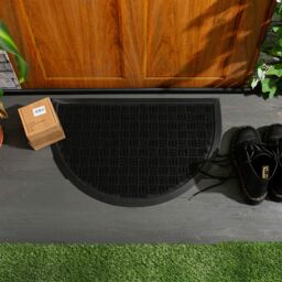 Nicola Spring Heavy Duty Half Moon Door Mat - 60 x 40cm - Black - Size: 40 cm x 60 cm - thumbnail 5