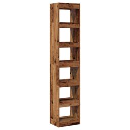 Berkfield Home Book Cabinet/Room Divider Old Wood 40x30x198 cm in Brown - Size: 40 x 30 x 198 cm - thumbnail 6