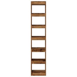 Berkfield Home Book Cabinet/Room Divider Old Wood 40x30x198 cm in Brown - Size: 40 x 30 x 198 cm - thumbnail 4