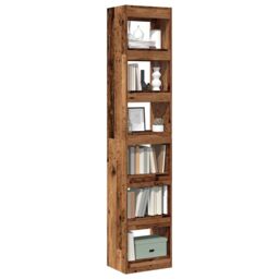 Berkfield Home Book Cabinet/Room Divider Old Wood 40x30x198 cm in Brown - Size: 40 x 30 x 198 cm - thumbnail 1