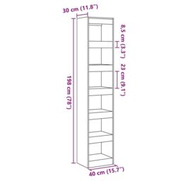 Berkfield Home Book Cabinet/Room Divider Old Wood 40x30x198 cm in Brown - Size: 40 x 30 x 198 cm - thumbnail 9