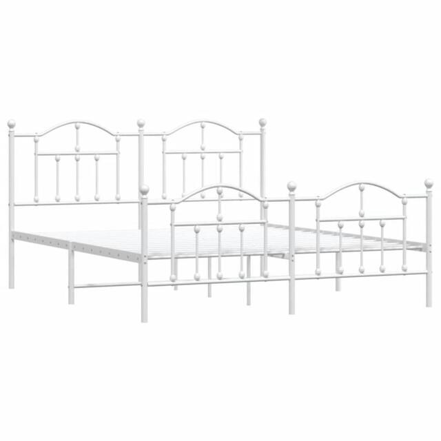 Berkfield Home Metal Bed Frame with Headboard & Footboard White 183x213 cm - image 1