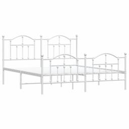 Berkfield Home Metal Bed Frame with Headboard & Footboard White 183x213 cm - thumbnail 1