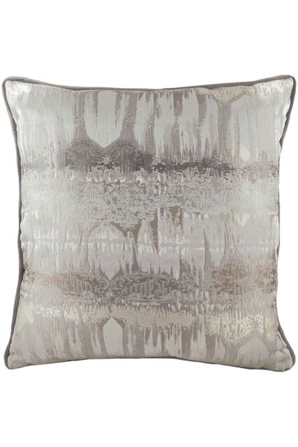Evans Lichfield Inca Small Metallic Jacquard Piped Trimmed Cushion in Grey - Size: 56 cm x 56 cm
