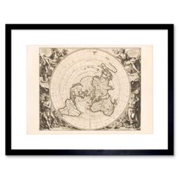 Artery8 Wall Art Print Jacques Cassini Flat Earth Map 1713 Sepia Colour Terrestrial Planisphere According to Astronomers New Observations Decorative - thumbnail 1