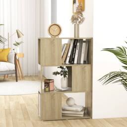 Berkfield Home Classic Book Cabinet Room Divider Sonoma Oak 60x24x94 cm Engineer in Light Brown - Size: 60 x 24 x 94 cm - thumbnail 2