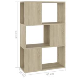 Berkfield Home Classic Book Cabinet Room Divider Sonoma Oak 60x24x94 cm Engineer in Light Brown - Size: 60 x 24 x 94 cm - thumbnail 7