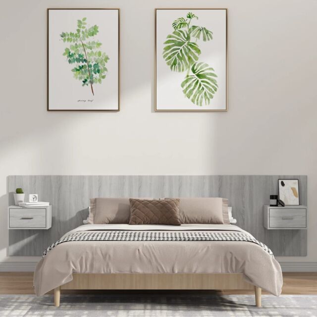 Berkfield Home Bed Headboard with Cabinets Grey Sonoma Engineered Wood - image 1