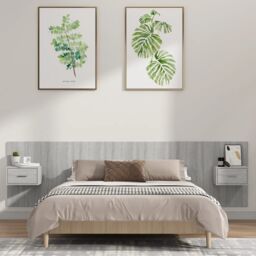 Berkfield Home Bed Headboard with Cabinets Grey Sonoma Engineered Wood - thumbnail 1