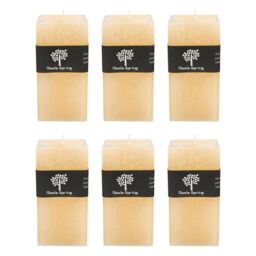 Nicola Spring Square Vanilla Pillar Candles - 90 Hours - Cream - Pack of 6 in Beige