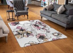 Benjamin Tate Design Flower Illustration Designer Rug in Natural - Size: Large - thumbnail 2
