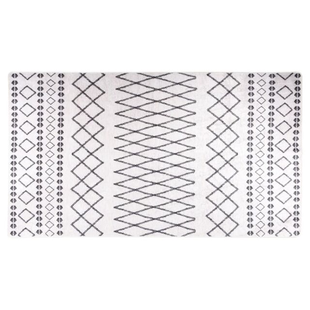 Berkfield Home Rug Washable 190x300 cm Black & White Anti Slip - Size: 100 cm diameter - image 1