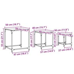 Berkfield Home Nesting Coffee Tables 3 pcs with Transparent Glass Top Steel in Black - thumbnail 9