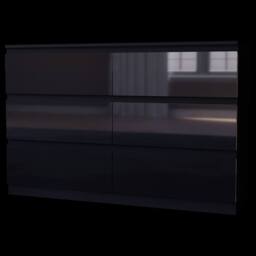 HD Designs 'HIGH GLOSS 6 Drawer Chest of Drawers' Furniture in Black - thumbnail 6
