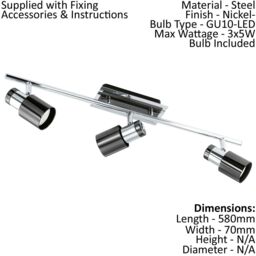 Loops Ceiling Spot Light & 2x Matching Wall Lights Black Nickel Adjustable Shade in Metallics - thumbnail 2