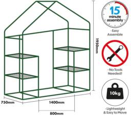 St Helens Walk-In Greenhouse in Green - thumbnail 2