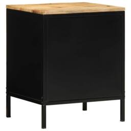 Berkfield Home Modern Bedside Cabinets 2 pcs 40x35x50 cm Solid Wood Rough Mango in Black - Size: 40 x 35 x 50 cm - thumbnail 8