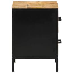Berkfield Home Modern Bedside Cabinets 2 pcs 40x35x50 cm Solid Wood Rough Mango in Black - Size: 40 x 35 x 50 cm - thumbnail 7