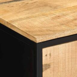 Berkfield Home Modern Bedside Cabinets 2 pcs 40x35x50 cm Solid Wood Rough Mango in Black - Size: 40 x 35 x 50 cm - thumbnail 9